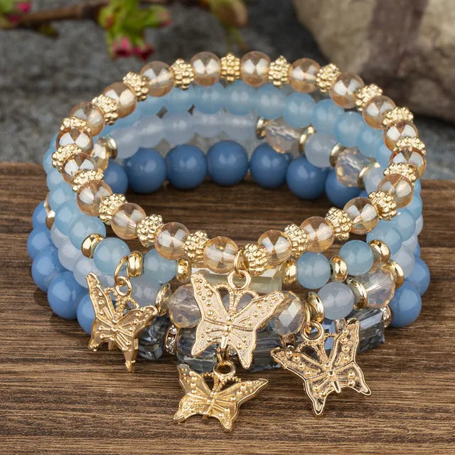 Boho Schmuck Armband mit Kristallsteinen für Frauen in Goldfarbe