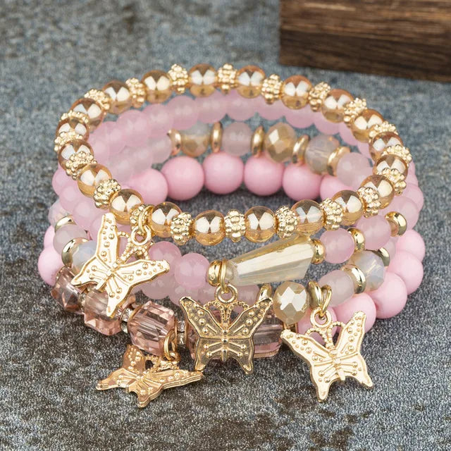 Boho Schmuck Armband mit Kristallsteinen für Frauen in Goldfarbe