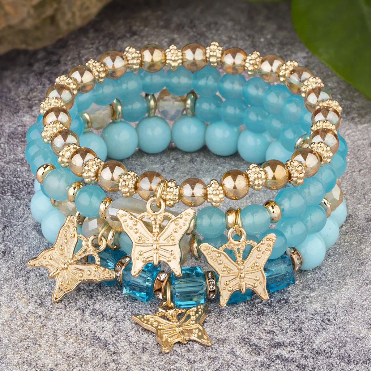 Boho Schmuck Armband mit Kristallsteinen für Frauen in Goldfarbe