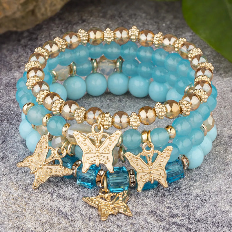 Boho Schmuck Armband mit Kristallsteinen für Frauen in Goldfarbe