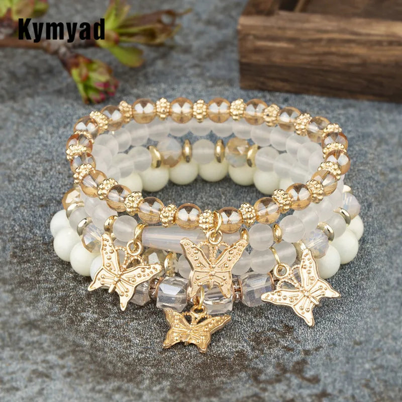 Boho Schmuck Armband mit Kristallsteinen für Frauen in Goldfarbe