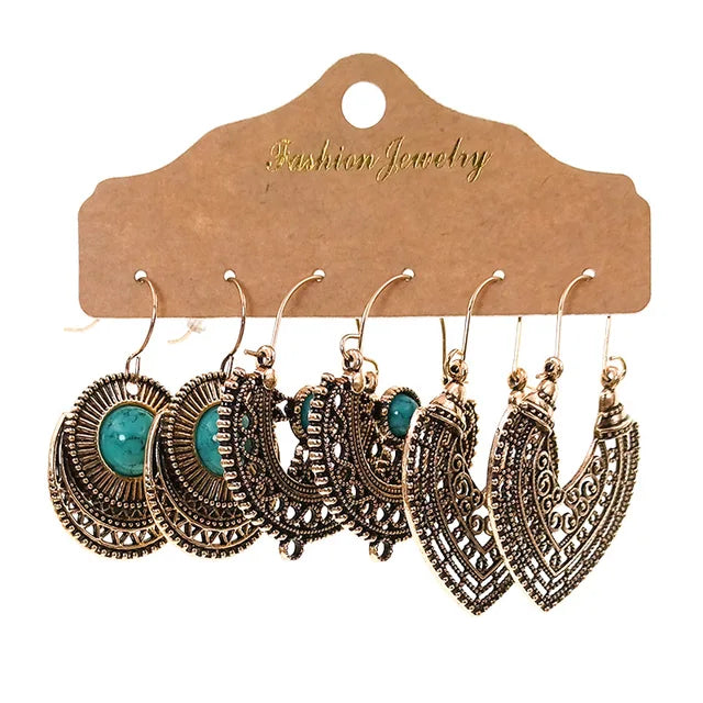 Bohemian Vintage Ohrringe für Frauen | Ohrring-Sets im Bohemian-Stil | Vintage Ohrring-Sets - Hängende Ohrringe