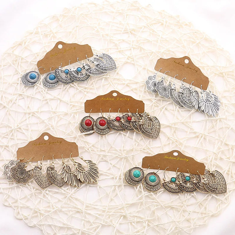 Bohemian Vintage Ohrringe für Frauen | Ohrring-Sets im Bohemian-Stil | Vintage Ohrring-Sets - Hängende Ohrringe