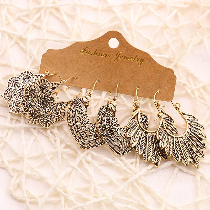 Bohemian Vintage Ohrringe für Frauen | Ohrring-Sets im Bohemian-Stil | Vintage Ohrring-Sets - Hängende Ohrringe
