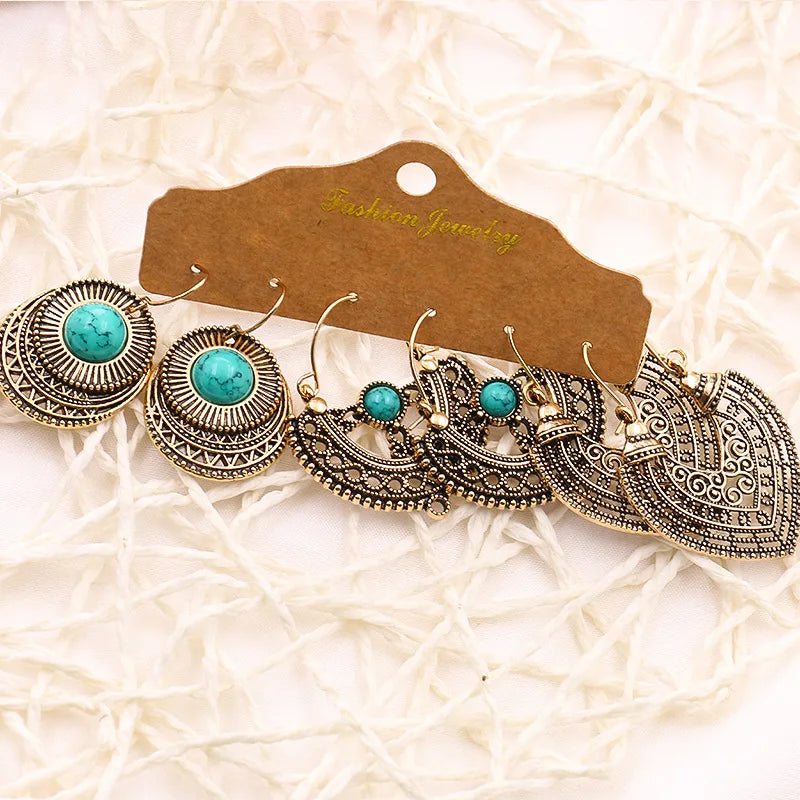 Bohemian Vintage Ohrringe für Frauen | Ohrring-Sets im Bohemian-Stil | Vintage Ohrring-Sets - Hängende Ohrringe