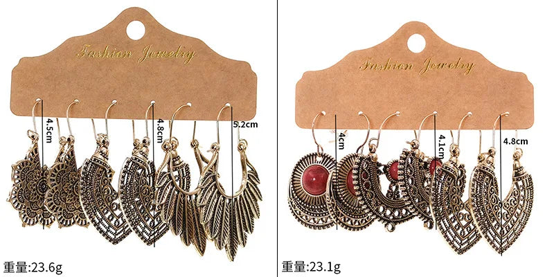 Bohemian Vintage Ohrringe für Frauen | Ohrring-Sets im Bohemian-Stil | Vintage Ohrring-Sets - Hängende Ohrringe