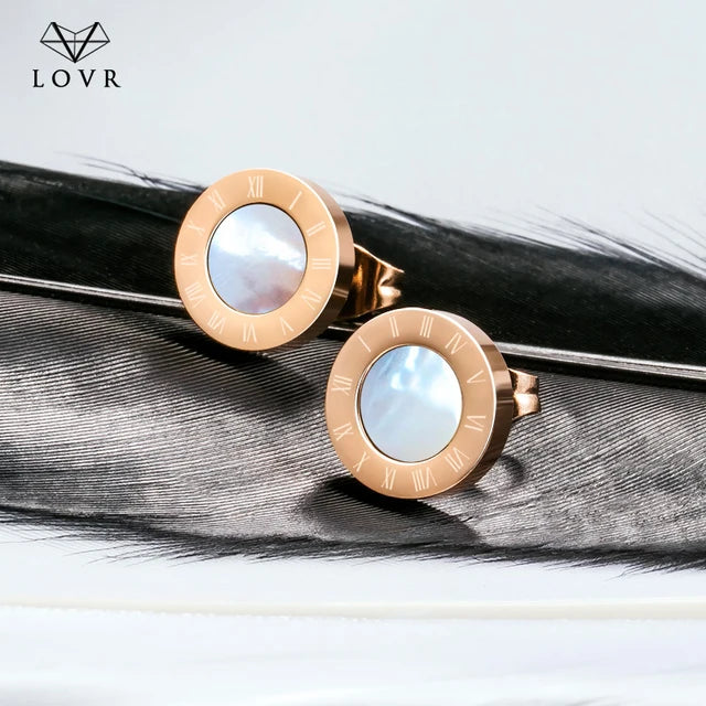 Modische Edelstahl Ohrstecker mit römischen Zahlen