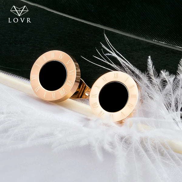 Modische Edelstahl Ohrstecker mit römischen Zahlen