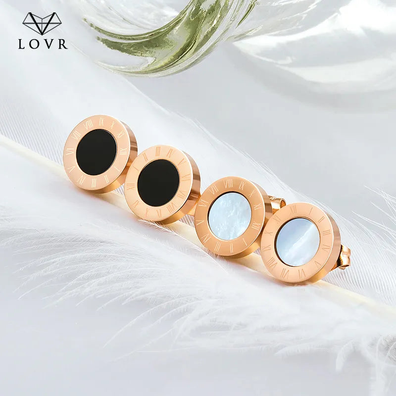 Modische Edelstahl Ohrstecker mit römischen Zahlen