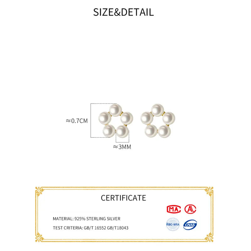 Perlenohrstecker aus Sterlingsilber | Blumenohrstecker aus 925er Sterlingsilber