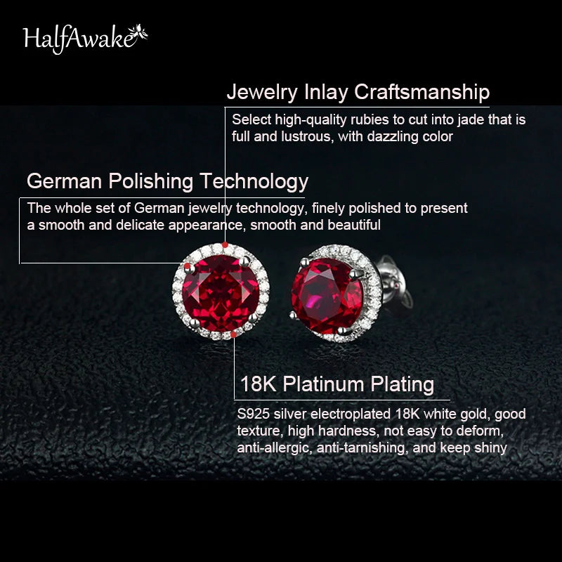 Hochwertige Rubin-Schmuckstecker für Frauen aus 925er Sterlingsilber - Koreanische Vintage-Ohrringe - Trendiges Geschenkschmuck für Frauen