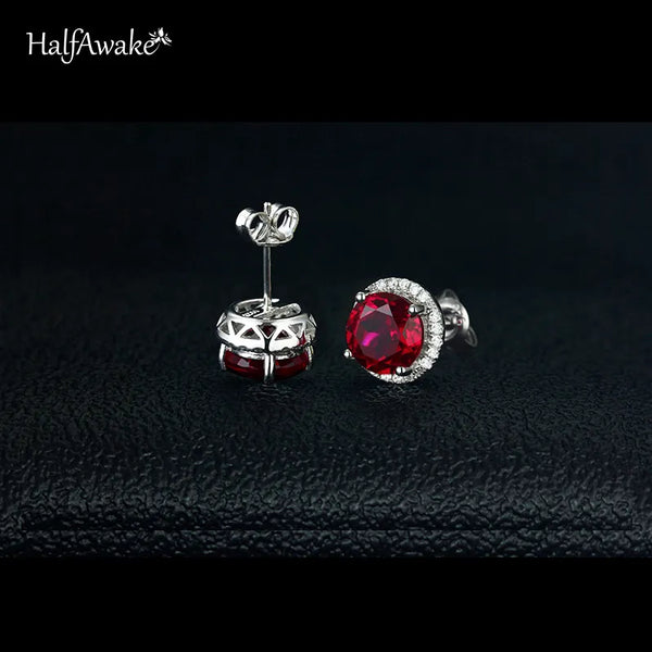 Hochwertige Rubin-Schmuckstecker für Frauen aus 925er Sterlingsilber - Koreanische Vintage-Ohrringe - Trendiges Geschenkschmuck für Frauen