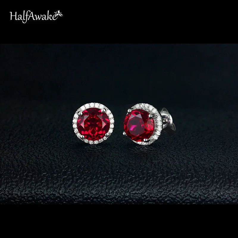 Hochwertige Rubin-Schmuckstecker für Frauen aus 925er Sterlingsilber - Koreanische Vintage-Ohrringe - Trendiges Geschenkschmuck für Frauen