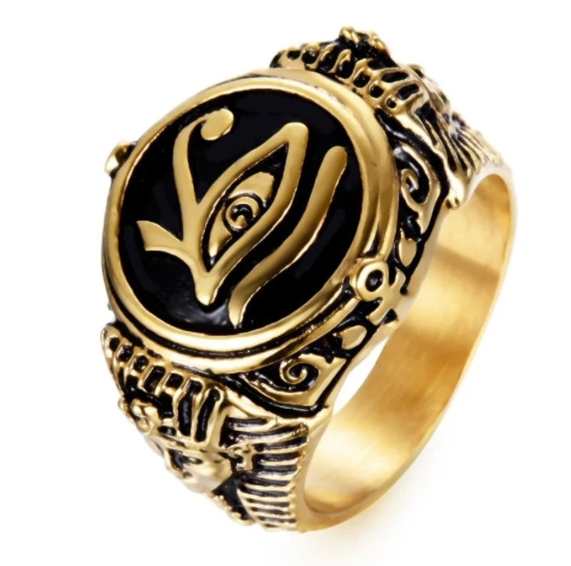 Klassischer Retro Ägyptischer Auge des Horus Ring für Herren - Trendiges Hip-Hop-Punk-Party-Schmuckgeschenk