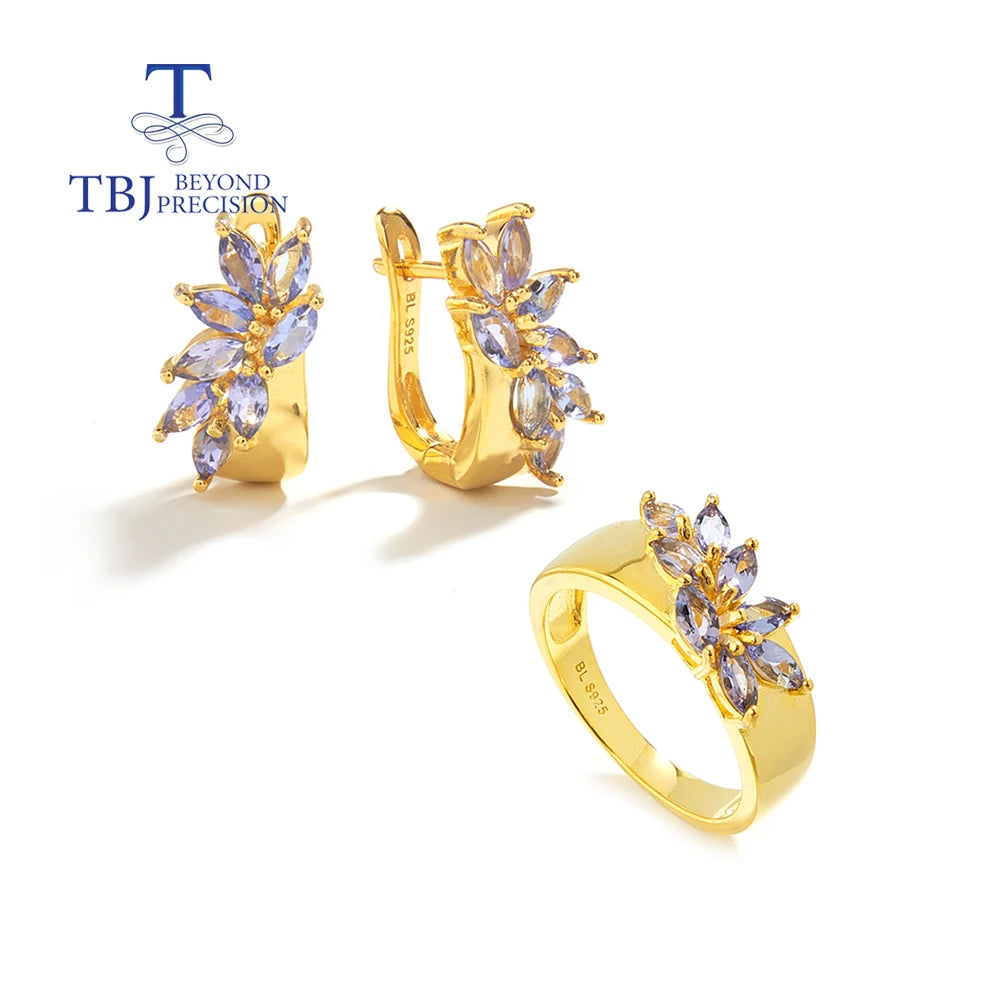 Exquisite Set of Tanzanite Ring and Earrings for Women's Anniversary and Engagement