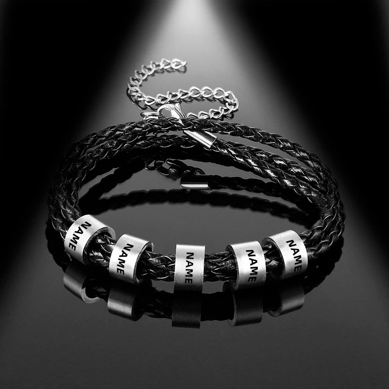 Armbänder aus geflochtenem Seil mit Edelstahlperlen