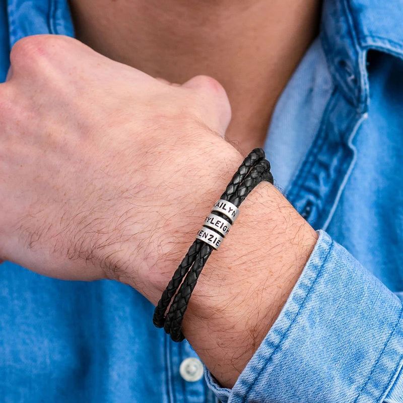 Armbänder aus geflochtenem Seil mit Edelstahlperlen