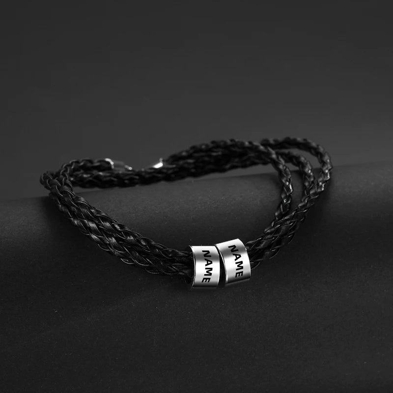 Armbänder aus geflochtenem Seil mit Edelstahlperlen