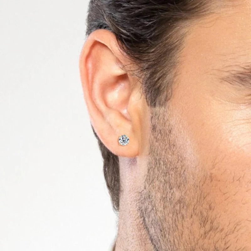 Elegante 10K Gelbgold Ohrstecker mit runden 6mm Moissanite Edelsteinen für Frauen und Mädchen