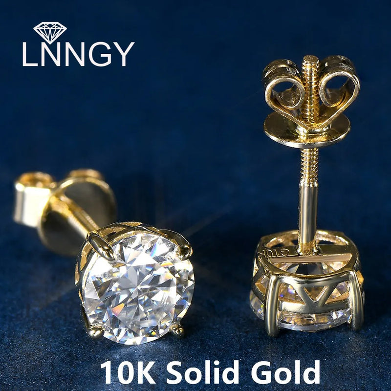 Elegante 10K Gelbgold Ohrstecker mit runden 6mm Moissanite Edelsteinen für Frauen und Mädchen