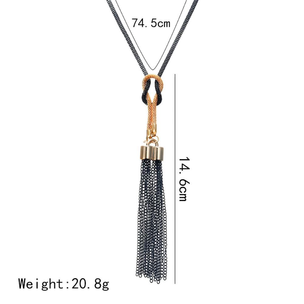 Lange Schwarze Kette Und Quasten Statement Halskette