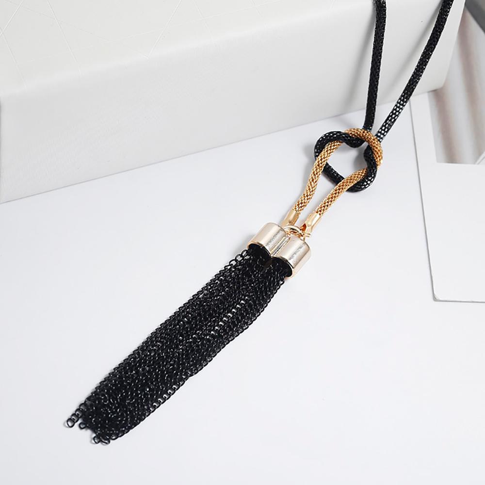 Lange Schwarze Kette Und Quasten Statement Halskette