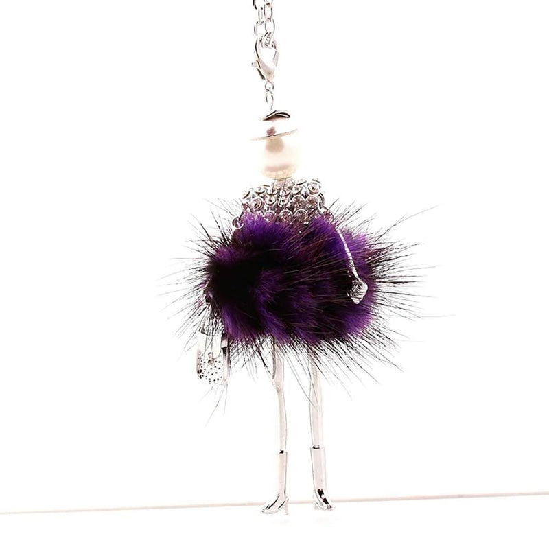 Schöne Fashionista Puppe Mit Flauschiger Strasskleider Anhänger Halskette