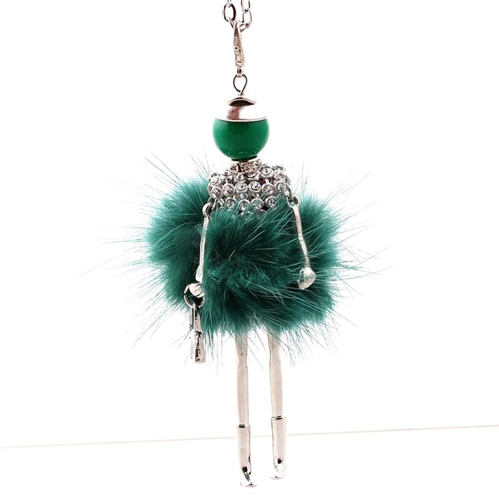 Schöne Fashionista Puppe Mit Flauschiger Strasskleider Anhänger Halskette