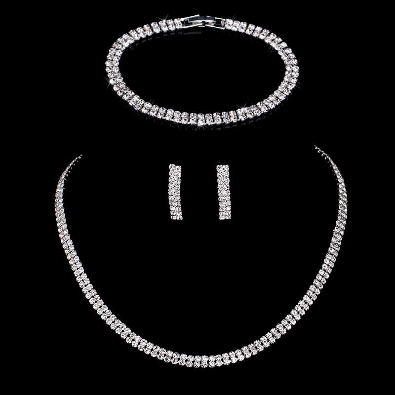 Luxuriöse Strass Halsketten Ohrringe Und Armbänder Schmuckset