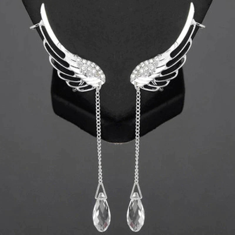 Lange Manschetten Ohrringe mit Engelsflügeln