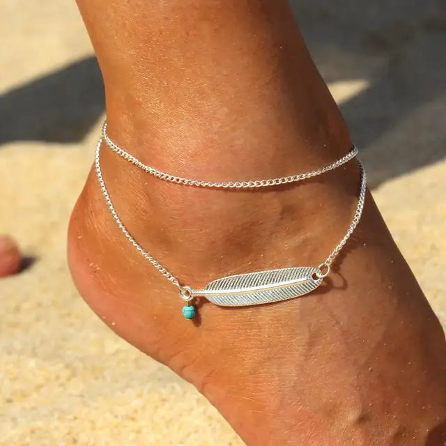 Bohemia Alloy Chain Anklet with Flower Design - Retro Anklets Gift