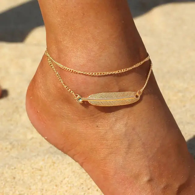 Bohemia Alloy Chain Anklet with Flower Design - Retro Anklets Gift