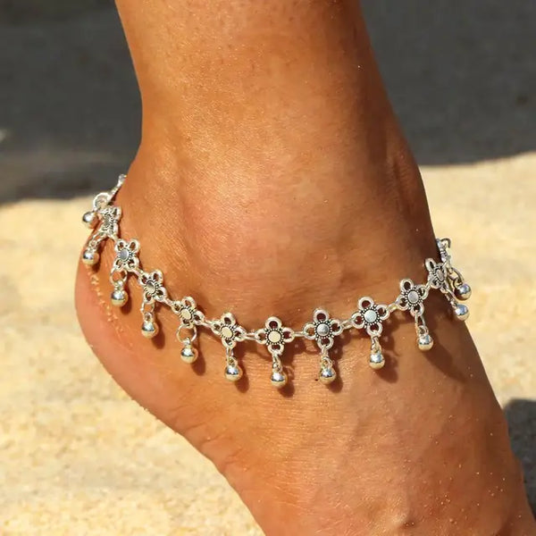 Bohemia Alloy Chain Anklet with Flower Design - Retro Anklets Gift