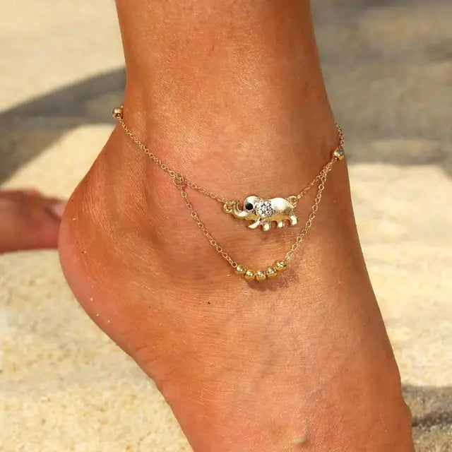 Bohemia Alloy Chain Anklet with Flower Design - Retro Anklets Gift