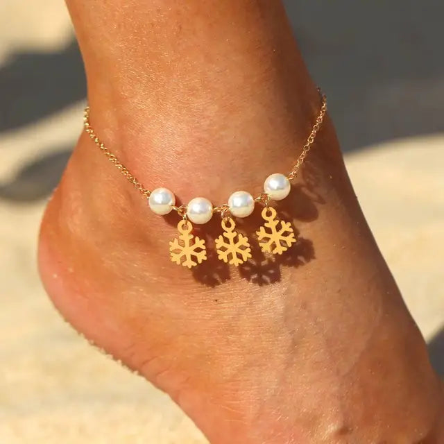 Bohemia Alloy Chain Anklet with Flower Design - Retro Anklets Gift