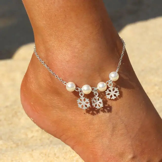 Bohemia Alloy Chain Anklet with Flower Design - Retro Anklets Gift