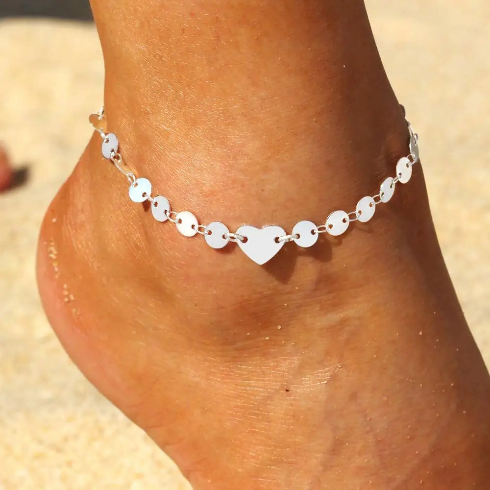 Bohemia Alloy Chain Anklet with Flower Design - Retro Anklets Gift