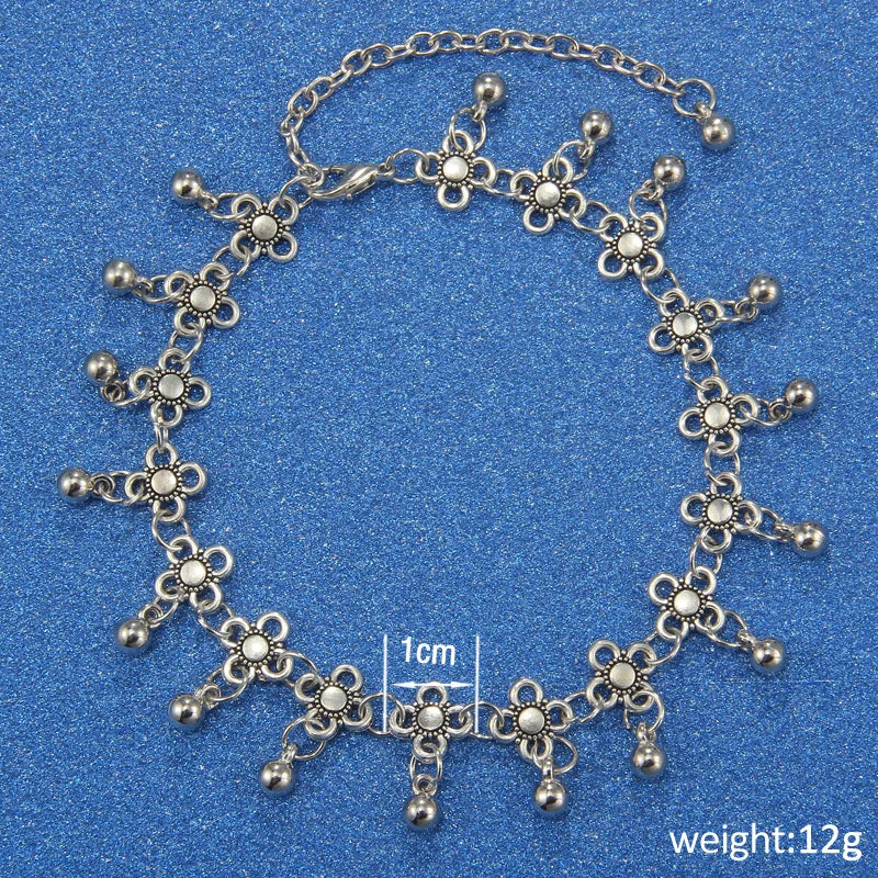 Bohemia Alloy Chain Anklet with Flower Design - Retro Anklets Gift
