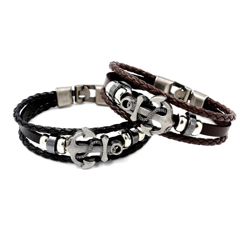 Armband aus legiertem Schiffsanker-Rindsleder