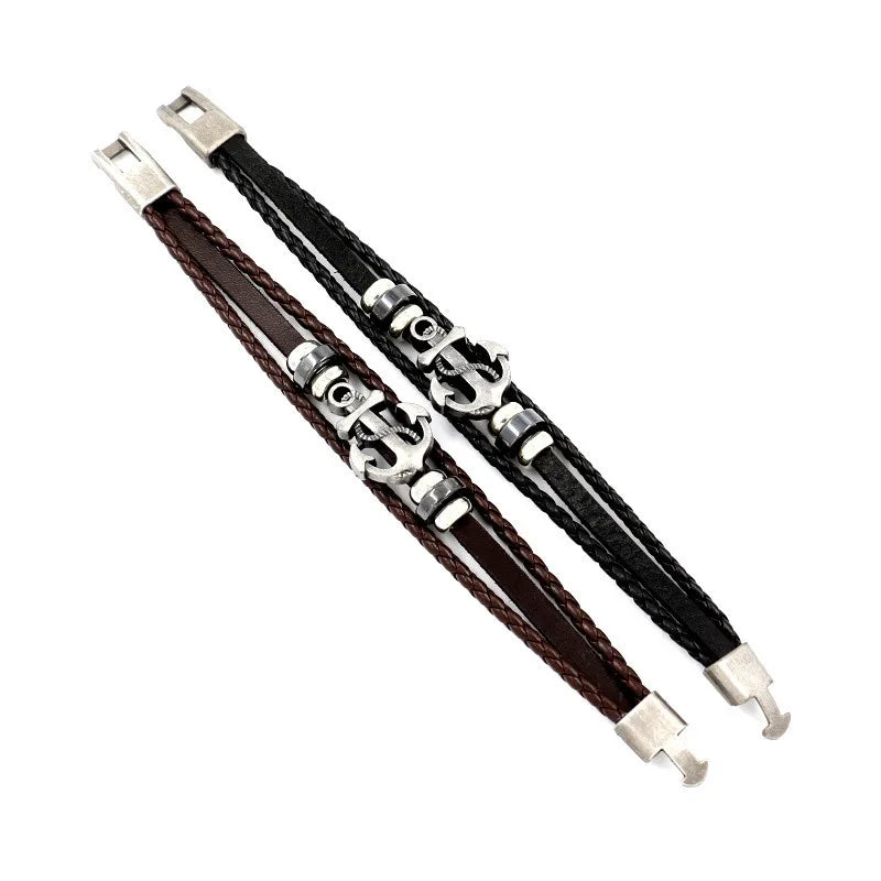 Armband aus legiertem Schiffsanker-Rindsleder