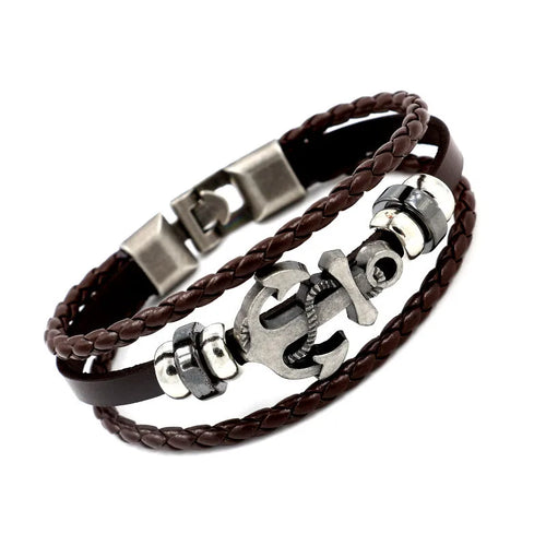 Armband aus legiertem Schiffsanker-Rindsleder