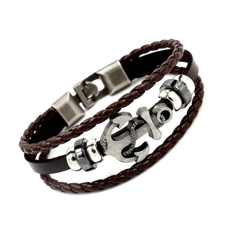 Armband aus legiertem Schiffsanker-Rindsleder