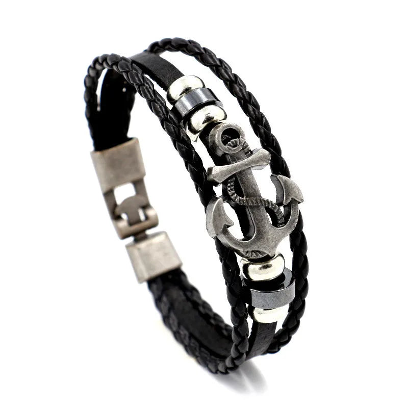 Armband aus legiertem Schiffsanker-Rindsleder