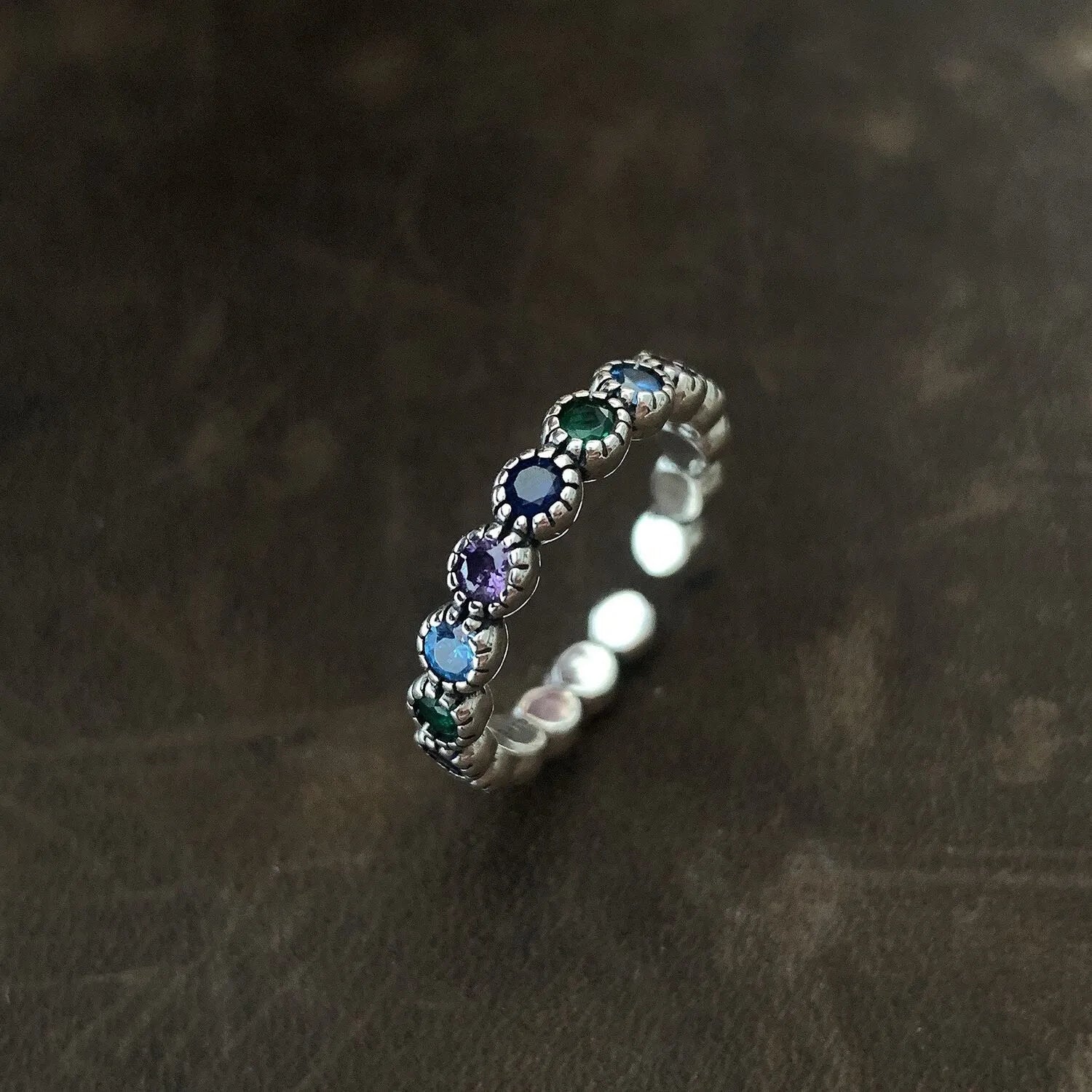Silberner Blumenstein ring