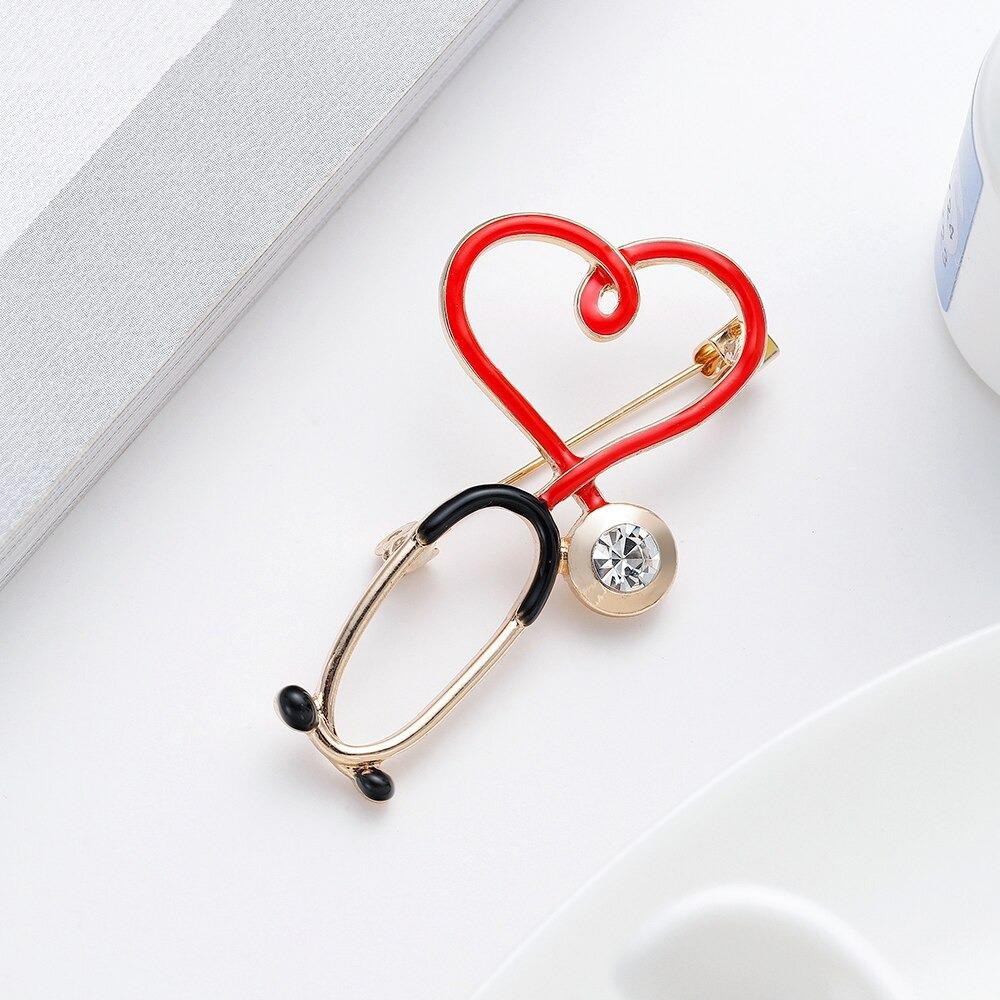 Medizinische Herzform Und Stethoskop Broschenstifte