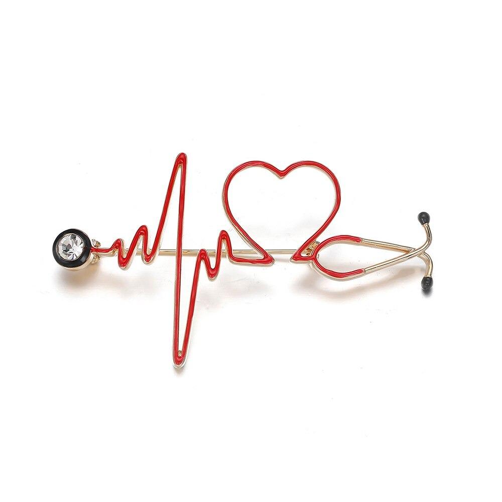 Medizinische Herzform Und Stethoskop Broschenstifte
