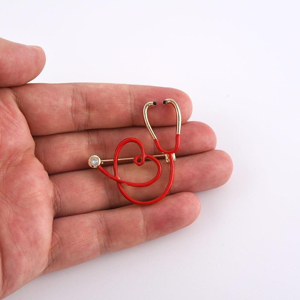 Medizinische Herzform Und Stethoskop Broschenstifte