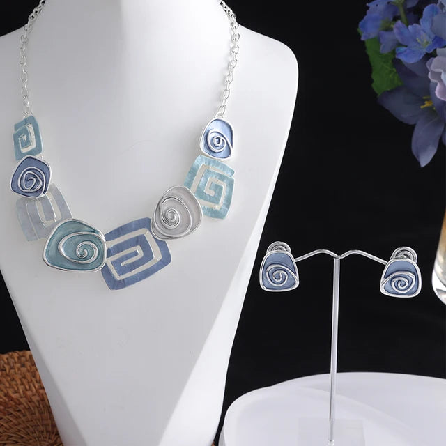 Bunte geometrische Ketten Emaille Trendy Mode Schmuck Chokers Legierung Klassischer Kragen Damen Elegante Halskette - Halskette
