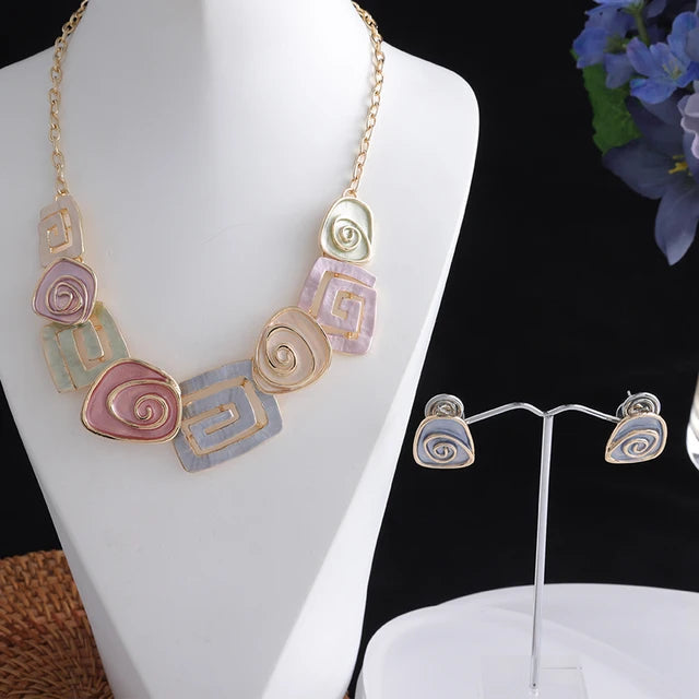Bunte geometrische Ketten Emaille Trendy Mode Schmuck Chokers Legierung Klassischer Kragen Damen Elegante Halskette - Halskette