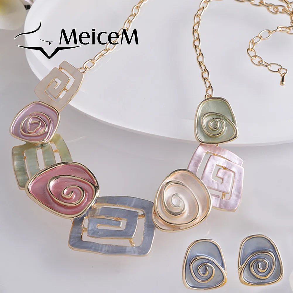 Bunte geometrische Ketten Emaille Trendy Mode Schmuck Chokers Legierung Klassischer Kragen Damen Elegante Halskette - Halskette